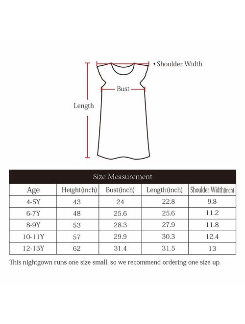 Girl Nightgowns for Girls Unicorn Mermaid Bear Nightshirt Pajamas Long Sleeve Nightdress Sleepwear Dress for Kids 2-13 Years