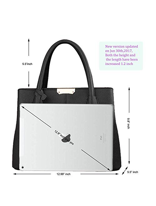 B&E LIFE Stylish Women Pu Leather Vertical Utility Top Handle Handbag Satchel Tote Purse Bag