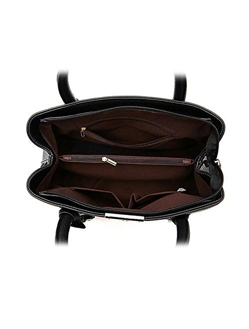 B&E LIFE Stylish Women Pu Leather Vertical Utility Top Handle Handbag Satchel Tote Purse Bag