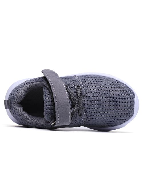 DADAWEN Boy's Girl's Lightweight Breathable Sneakers Strap Athletic Running Shoes