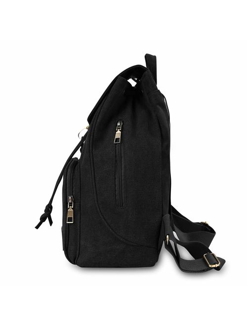 Qyoubi Womens Canvas Fashion Backpacks Purse Casual Outdoor Shopping Daypacks Hiking Travel Multipurpose Bag