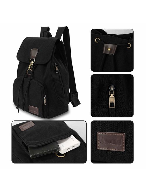 Qyoubi Womens Canvas Fashion Backpacks Purse Casual Outdoor Shopping Daypacks Hiking Travel Multipurpose Bag