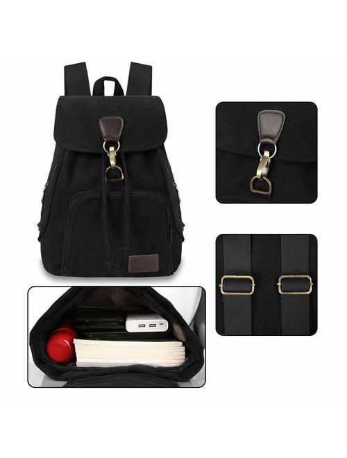 Qyoubi Womens Canvas Fashion Backpacks Purse Casual Outdoor Shopping Daypacks Hiking Travel Multipurpose Bag