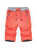 REKAFO Mens Casual Shorts Workout Classic Fit Drawstring Beach Shorts Elastic Waist and Zipper Pockets
