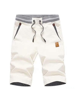 Men's Shorts Casual Classic Fit Drawstring Summer Beach Shorts with Elastic Waist and Pockets