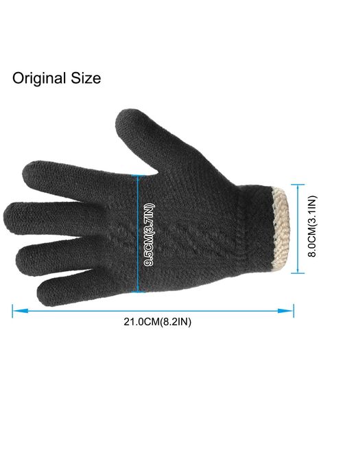 LETHMIK Unique Cuff Winter Gloves Womens Solid Color Warm Knitted Thick Gloves