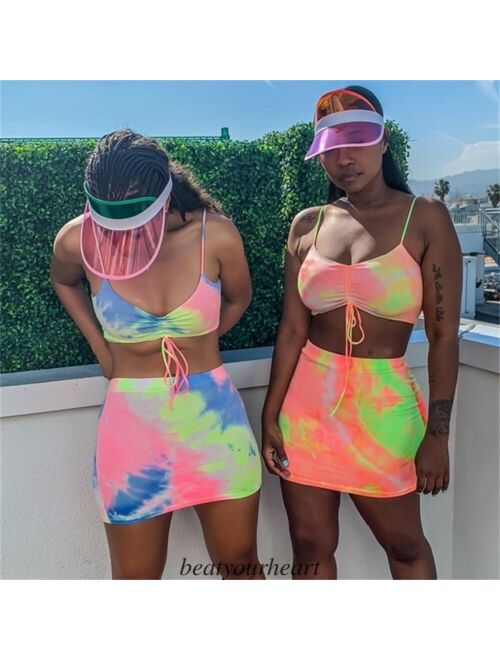 Canis New Sexy Womens 2Pcs Co-ord Set Crop Top ; Shorts Playsuit Summer Mini Jumpsuit