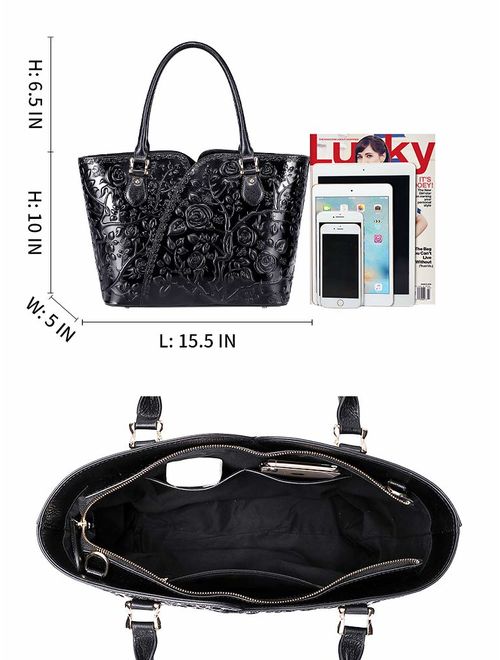 PIJUSHI Designer Handbags For Women Floral Purses Top Handle Satchel Handbags