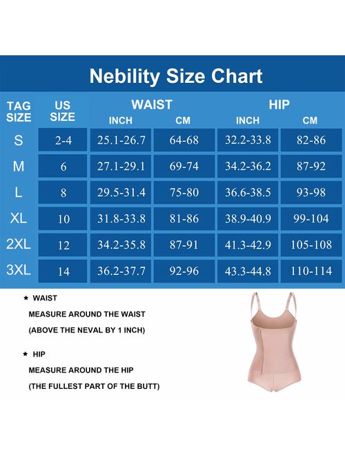 Nebility Women Latex Waist Trainer Bodysuit Slim Full Body Zipper Shapewear Tummy Control Corset