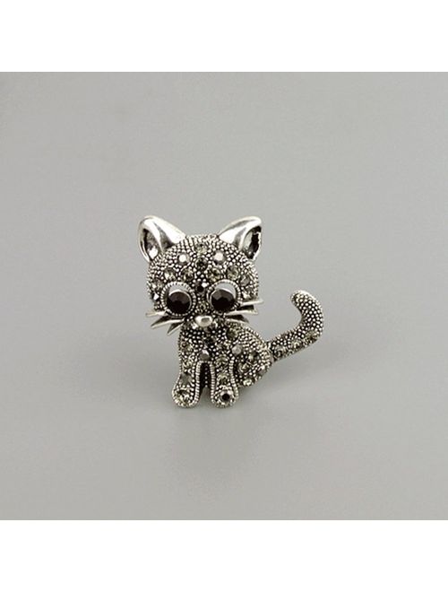 RoseSummer Jewelry Women's Crystal Cat Pin Brooch