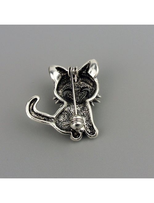 RoseSummer Jewelry Women's Crystal Cat Pin Brooch