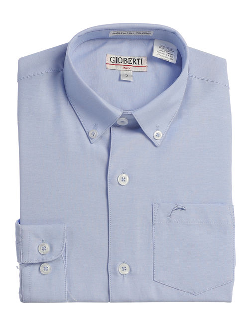 Boy's Oxford Long Sleeve Dress Shirt, Light Blue, Size 10