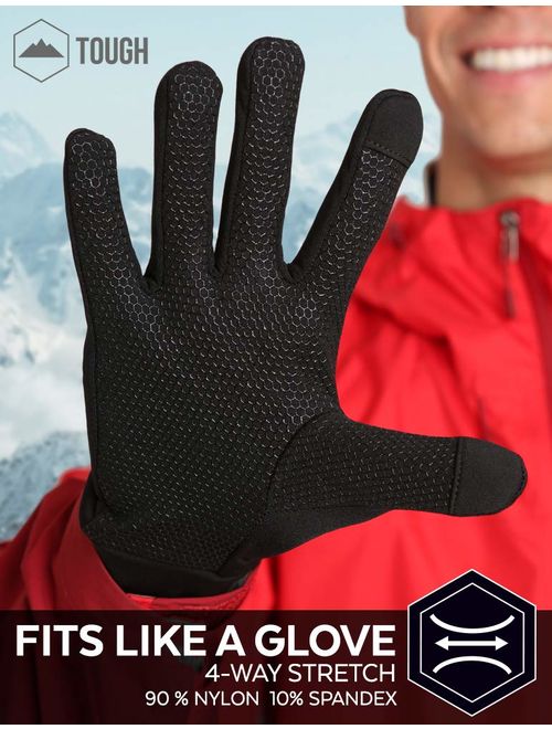Touch Screen Running Gloves for Men & Women - Thermal Winter Glove Liners for Texting, Cycling & Driving - Thin & Lightweight Warm Hand Gloves - Touchscreen Smartphone Co
