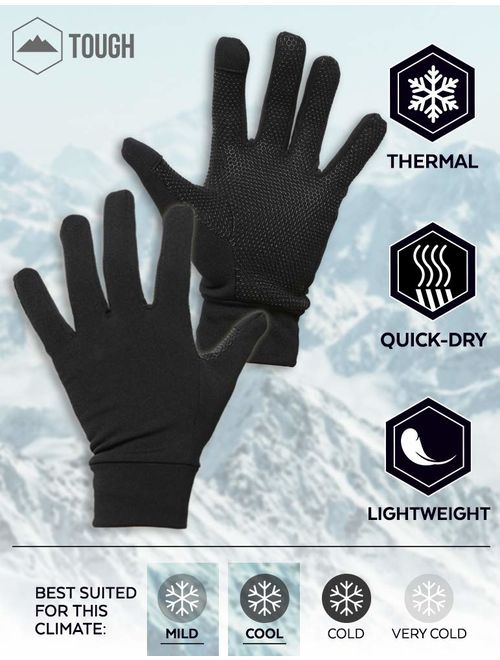 Touch Screen Running Gloves for Men & Women - Thermal Winter Glove Liners for Texting, Cycling & Driving - Thin & Lightweight Warm Hand Gloves - Touchscreen Smartphone Co