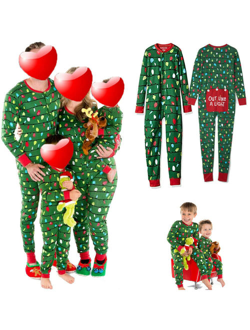 XIAXAIXU Family Matching Rompers Christmas Pajamas Sets Adult Kids Sleepwear Pyjamas