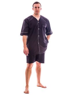 Up2date Fashion's Men's Woven Short-Sleeve Pajama Set with Shorts