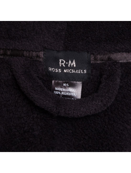 Ross Michaels Mens Black Plush Shawl Collar Luxury Kimono Bath Robe (XXL)