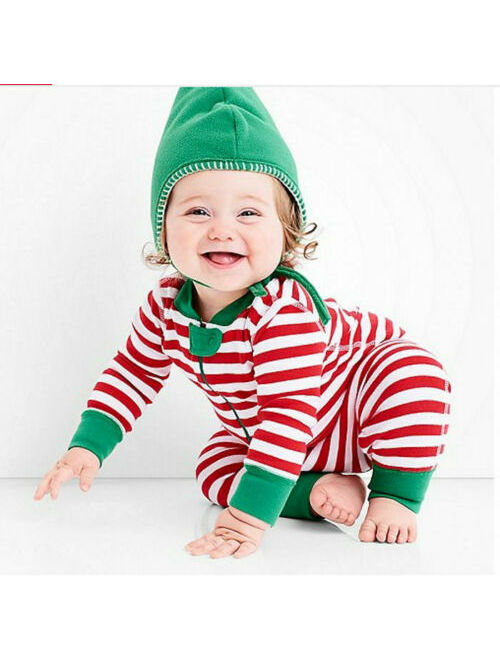 Christmas Family Matching Pyjamas PJS Set Xmas Striped Sleepwear Nightwear Gift