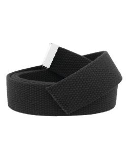 Replacement Canvas Web Belt 1.25 Military Width Silver Tip Small Black