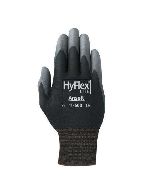 Pro HyFlex Lite Gloves, Black/Gray, Size 10, 12 Pairs