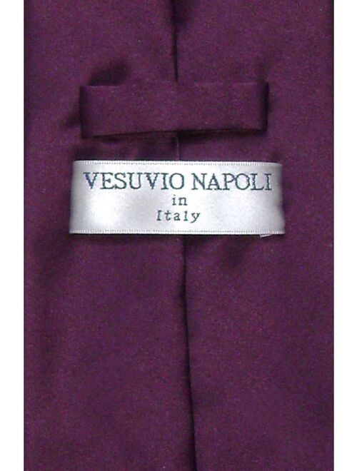 Vesuvio Napoli NeckTie Solid EGGPLANT PURPLE Color Men's Neck Tie