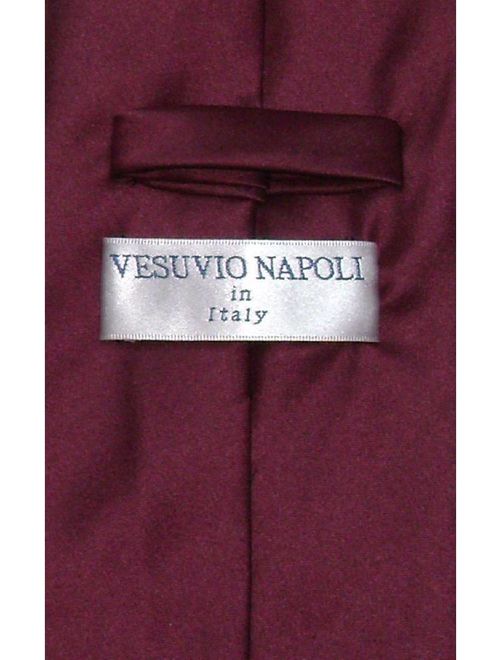 Vesuvio Napoli NeckTie Solid BURGUNDY Color Men's Neck Tie