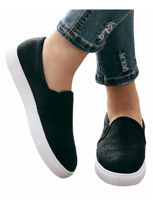 Women's Slip On Hollow Summer Round Toe Flat Casual Sneaker Sports Shoes