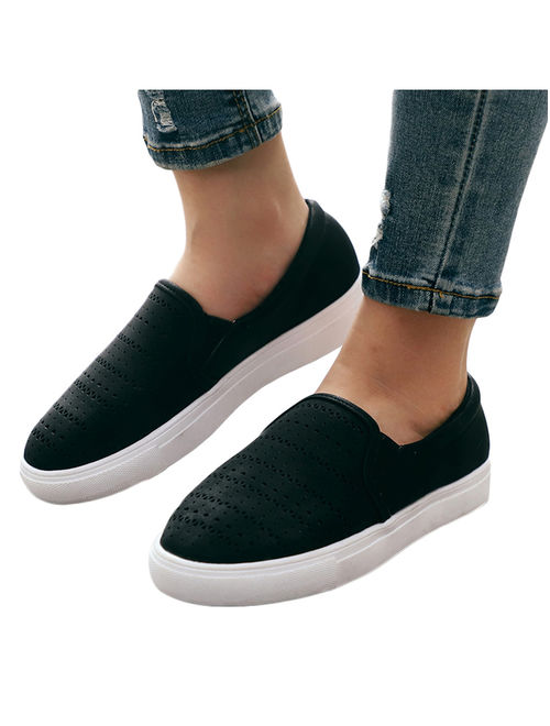 Women's Slip On Hollow Summer Round Toe Flat Casual Sneaker Sports Shoes