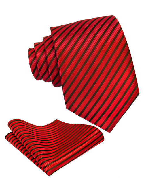 Red & Black Necktie & Pocket Square Tie Set | Formal Red Wedding Ties by Scott Allan Collection