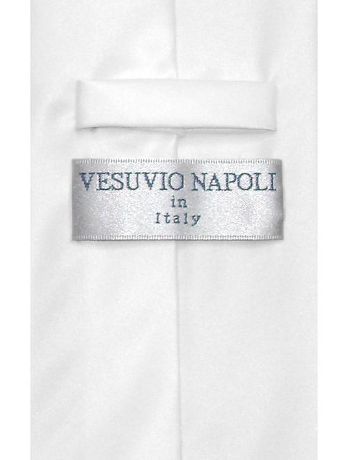 Vesuvio Napoli NeckTie Solid WHITE Color Men's Neck Tie