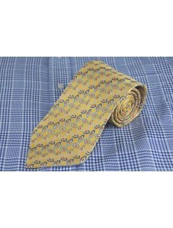 XMI Platinum Men's Gold Blue & Copper Geometric Woven Silk Necktie 60 x 3.75 in.