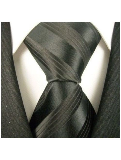 Scott Allan Mens Formal Striped Necktie - Black Mens Tie