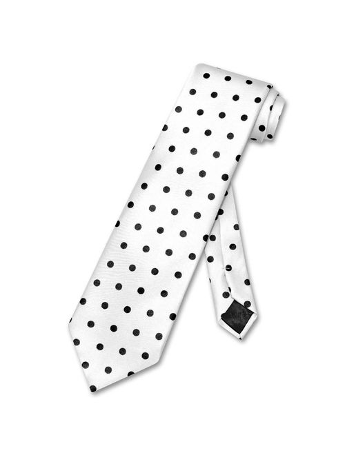 Vesuvio Napoli NeckTie WHITE w/ BLACK Polka Dots Design Men's Neck Tie
