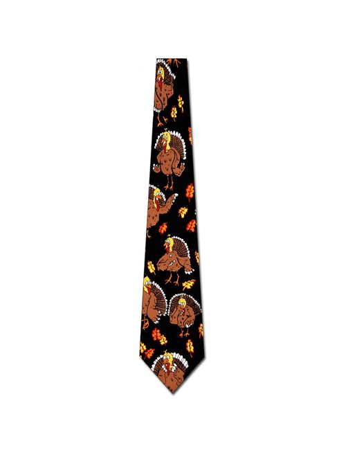 Thanksgiving Turkey and Leaves Necktie Mens Tie by