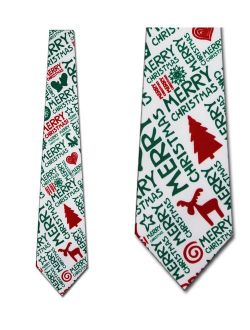 Merry Christmas Abstract Icons Necktie Mens Tie