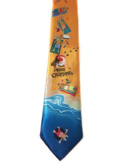 Men's Beach Christmas Tie - Merry Christmas Beach Necktie