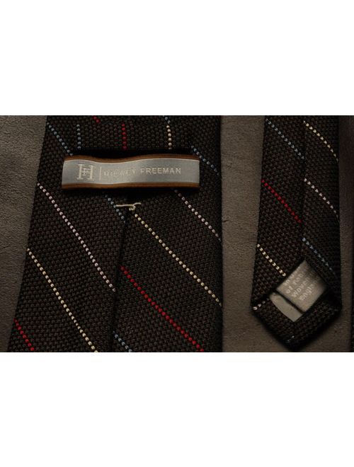 Hickey Freeman brown stripe grenadine knit tie 100% silk made in USA CLASSIC