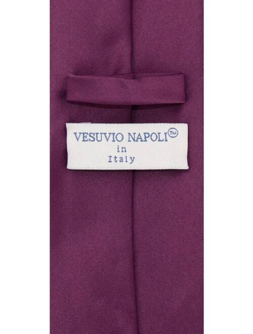 Vesuvio Napoli NeckTie Solid EXTRA LONG EGGPLANT PURPLE Color Men's XL Neck Tie