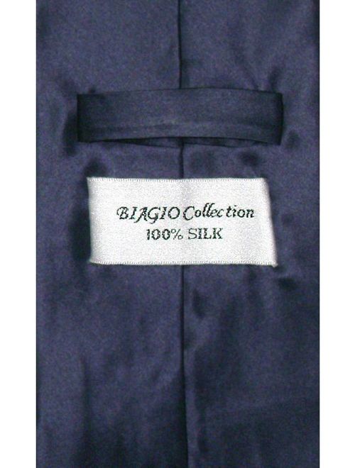 Biagio 100% SILK NeckTie Solid NAVY BLUE Color Men's Neck Tie