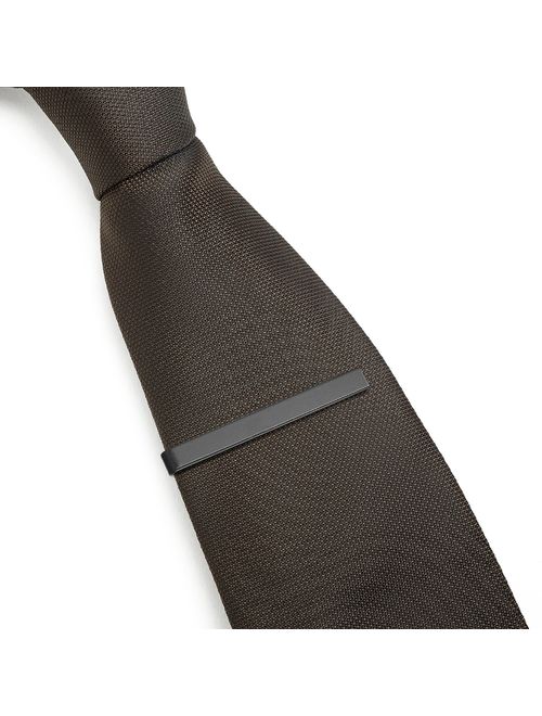 Tie Clip Tie Bar Set 3 Pcs for Regular Ties 2.1 Inch, Silver-Tone, Black, Gold-tone