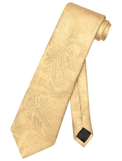 Vesuvio Napoli NeckTie GOLD Color Paisley Design Men's Neck Tie
