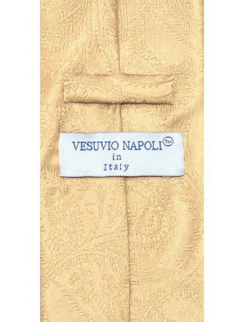 Vesuvio Napoli NeckTie GOLD Color Paisley Design Men's Neck Tie