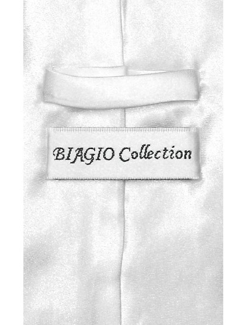 Biagio CLIP-ON NeckTie Solid WHITE Color Men's Neck Tie