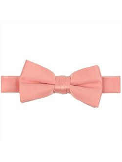 Bow Tie For Mens Boys and Baby Satin look Solid Color Adjustable Pre-tied Made in USA - Kids Peach