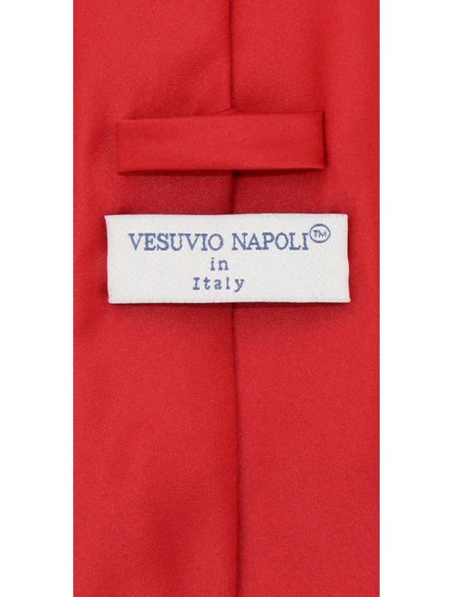 Vesuvio Napoli NeckTie Solid EXTRA LONG RED Color Men's XL Neck Tie