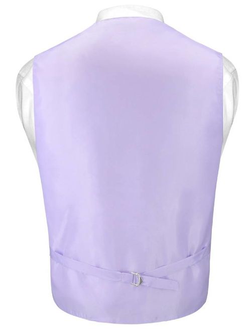 Men's Dress Vest & Skinny NeckTie Solid Lavender Purple Color 2.5" Neck Tie Set