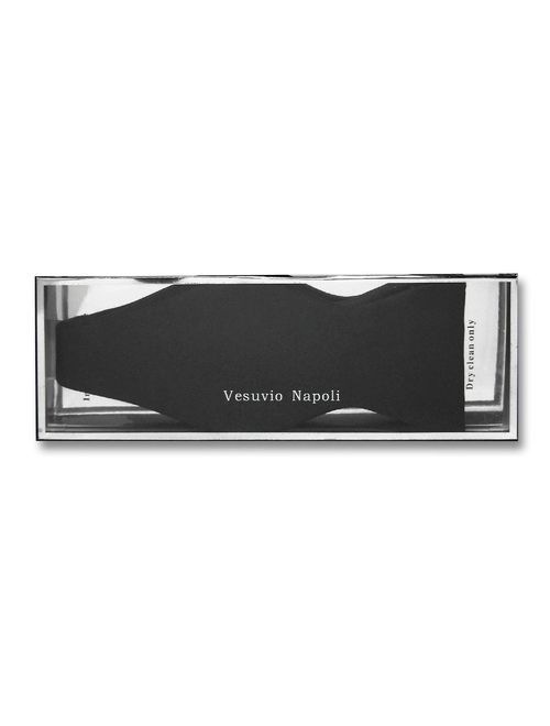 Vesuvio Napoli SELF TIE Bow Tie Solid BLACK Color Men's BowTie