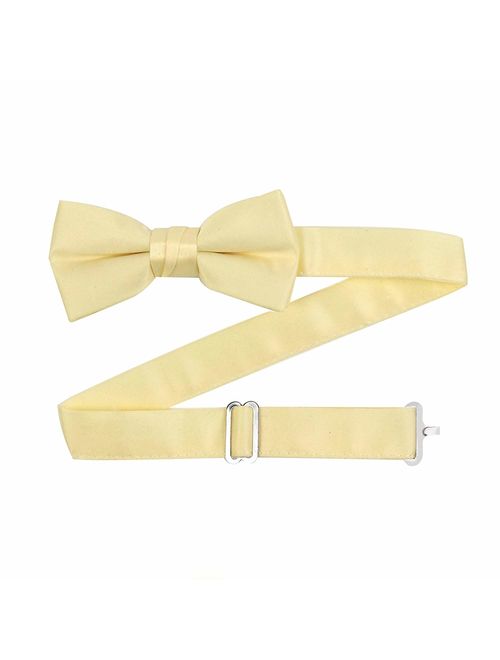Hold'Em Bow Tie For Mens Boys and Baby Satin look Solid Color Adjustable Pre-tied