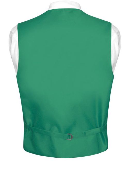 Men's Dress Vest & NeckTie Solid EMERALD GREEN Color Neck Tie Set for Suit Tux