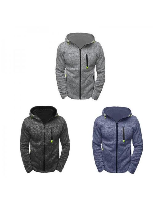 VICOODA Men's Solid Color Hooded Jacket Fashion New Autumn And Winter Zipper Sweater Outdoor Long-sleeved Sportswear M-XXL